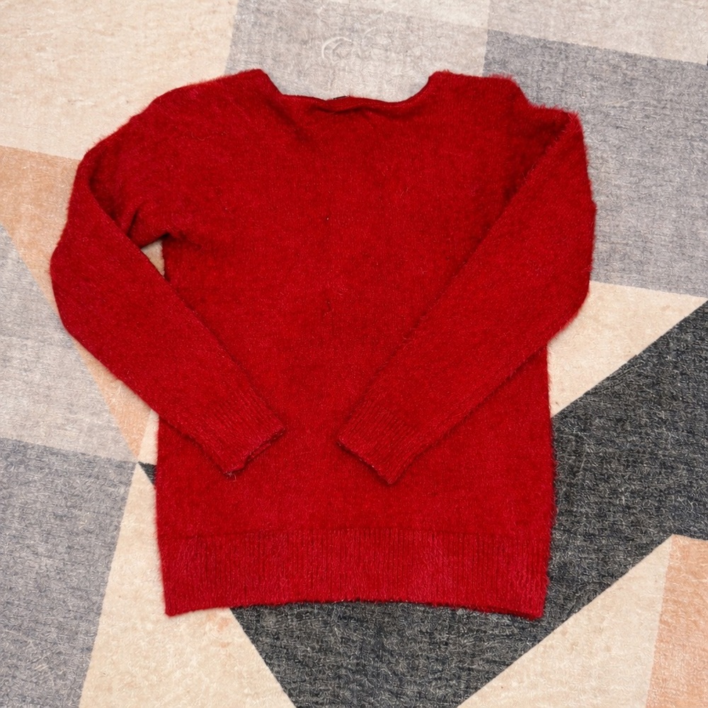 ❤️ A New Day Red Fuzzy V-Neck Sweater | Women’s Medium ❤️ - Picture 2 of 3